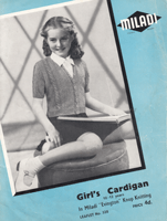 vintage girls knitting pattern for cardigan 1940s