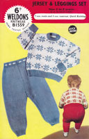 weldons vintage knitting pattern babies set plain trousers fair isle snow flake jumper 1950s