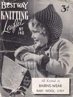 vintage Bestway 140 knitting pattern for childs pixie hood 1930