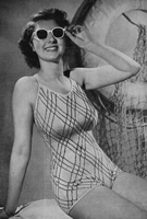 great ladies swim suit knitting pattern from 1940s all in one swimsuit to fit 34-36 inch bust