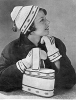 ladies hat bag an gloves knititng pattern form 1950s