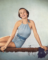 vintage ladies stripe swim suit knitting pattern from 1949