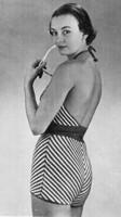 back veiw of the stripe swimsuit from 1949