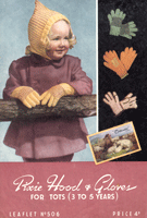 knitting pattern for little gitl pixie hood and gloves from 1940s