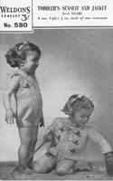 weldons 580 sun suit swim suit knittng pattern baby 1940s