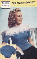 vintage fair isle knitting pattern ladies jumper weldon 735