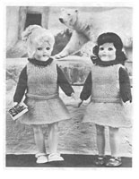 vintage skirt and cafdigan knititng pattern for small tqin dolls from 1950s
