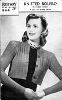 vintage ladies knitting pattern for jumper from 1940s