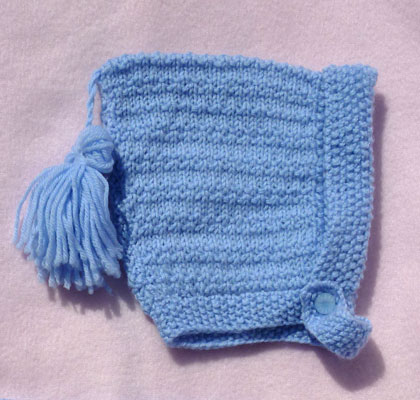 hand knitted baby blue hat