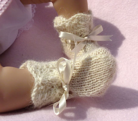 hand knitted baby bootees