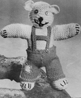 vintage knitting pattern for dressed bear from 1940s