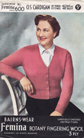 bairnswear knitting pattern from late 1940s for ladies larger size cardigan