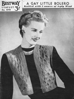 vintage ladies waist coat knitting pattern 1940s Bestway