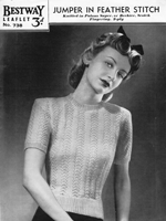 vintage ladies feather and fan summer jumper knitting pattern 1940