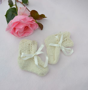 vintage alpaca style hand knitted baby bootees