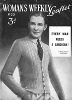 vintage 1920s mens knitting pattern for classic cardigan