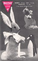 vintage toy knitting pattern for easter bunnies ct and penguin 1940s