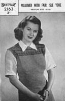 vintage pullover knitting pattern for lady with fair isle yoke 1940s