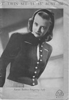 vintage ladies fair isle twinset knitting pattern 1940s