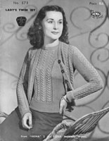 vitnage ladies cardigan and jumper twinset knitting pattern 1940s