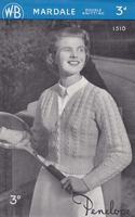 penelope knitting pattern for ladies tennis cardigan 1940s