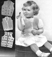 vintage baby girls waist coat knitting pattrn from 1940s