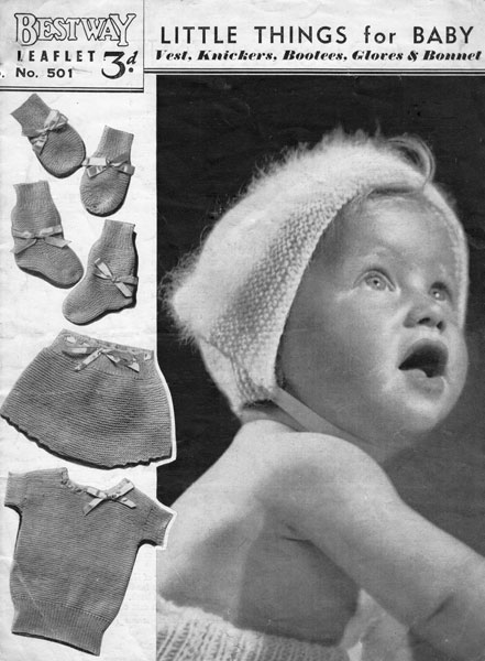 vintage baby set knitting pattern from 1940s