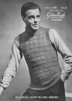 vintage knitting pattern for mans roll neck sleeveless pullover 1930s