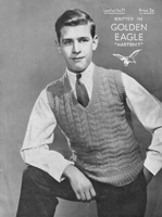 vintage mens v neck tank top 1930s knitting pattern