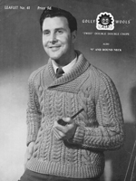 vintage crossove neck cable jumper 1950s knitting pattern