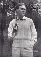 vintage mens jumper knitting pattern for tennis or cricket 1930s