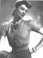 vintage ladies cotton knitted jumper pattern from 1940s