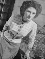 ladies cardigan with fair isle border 1948