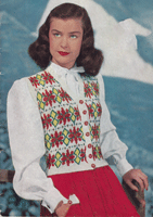 vintage ladies fair isle waist coat knitting pattern 1948