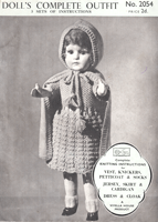 vintage doll knitting pattern from 1940s