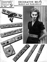 vintage knitted anbd embroidered belts from 1930s