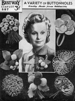 vintage button holes and flower brooches pattern 1930s