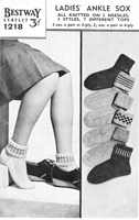 vintage ladies ankle sock knitting pattern form 1940s