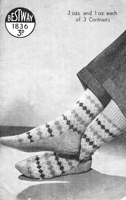 mens vintage fair isle sock knitting pattern wartime