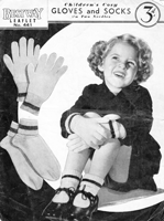 childs sock and glove knitting pattern from 1930s