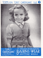 little girls short sleeved cardigan with fair isle border 1940s