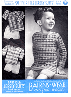 boys fair isle jumpers knitting pattern from 1940s 3 to 4 years