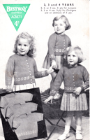 vintage 1940s little girls cardicans with fair isle trim2 to 4 years