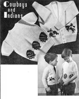 vintage childs cowboys and indians motif gor jumper and cardigan from 1950s