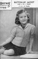 vintage girls short sleeved jacket knitting pattern from 1940s