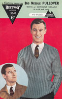 Great vintage man's sweater with a difference. This one can be knitted with a V neck with a collar or without one