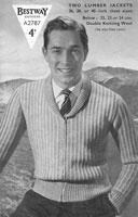 vintage mens zip shawl collor jacket knitting pattern 1940s