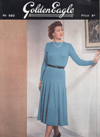 vintage ladies dress knitting pattern from 1940s golden eagle 880