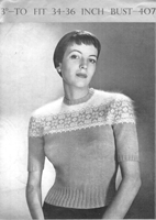 vintage ladies fair isle knitting pattern from 1940s