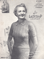 vintage ladies knitting pattern for ladies jumper 1930s ladyship 602